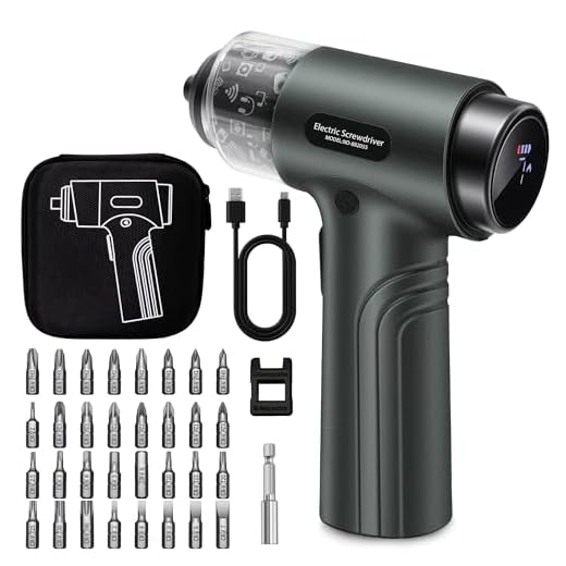 Cordless Electric Screwdriver Set with 7 Torque Settings & Motor Lock Protection, Digital Display, LED Light, 2500mAh Battery, 32 Bits, 1/4’’ Hex Mini Tool Kit for Home & Electronics Repair