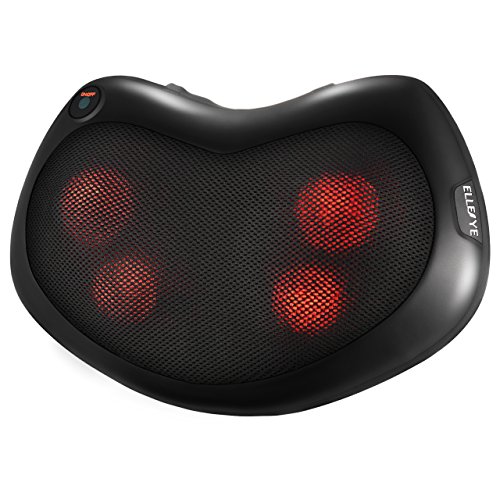 ELLESYE Shiatsu Almohada Masajeador Cervical de Calor Infrarrojos con 4 Nodos para Alivio Tensión Muscular de Cuello Hombros Espalda Piernas, Cojín de Masaje Electrónico para Coche,Casa, Oficina