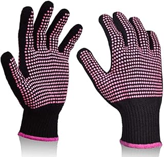 Heat Resistant Gloves for Hair Styling, Sopito 2 pcs Professional Heatproof Glove Mitts with Silicone Nodules for Hair Tools, Curling Iron Wand, Flat Iron, Hot-Air Brushes Red