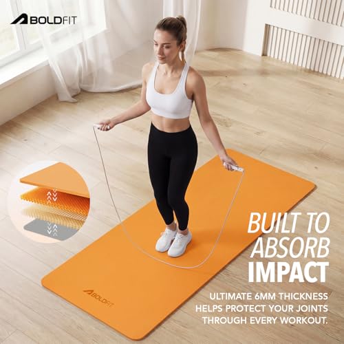 Image of Boldfit Yoga Mat for Man & Woman, 6mm Anti-Slip Yoga Mat with Strap, 6x2 ft Extra Cushion Super Foam, Sweat-Resistant, Durable Workout & Exercise Mat for Men & Women (Home Gym & Yoga Use)