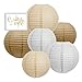 Andaz Press Hanging Paper Lantern Party Decor Trio Kit with Free Party Sign, Kraft Brown, White, Ivory, 6-Pack, For Burlap Colored Rustic Bridal Shower Outdoor Wedding Decorations