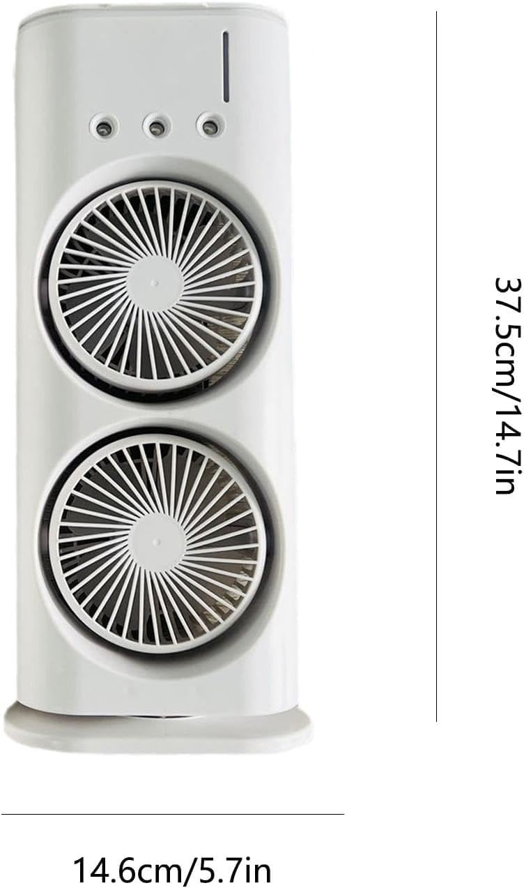 Orca INTERNATIONAL CO.Ventilatore portatile a doppia estremità con dispositivo di raffreddamento, ricaricabile tramite USB, mini ventola di raffreddamento da tavolo per ufficio, con spray d'acqua,