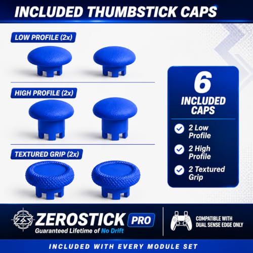 Image of ZeroStick Pro Custom TMR Hall Effect Joystick Module Compatible with PS5 DualSense Edge TMR Drift Free Magnetic Stick Replacement 1X High Precision Long Life Design (2 Pack Blue)