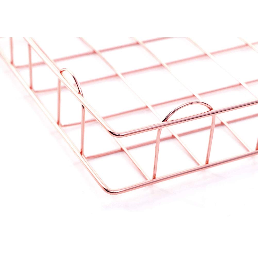 NANANA 4 Tier Stapelbare Ablagefachhalter, Stapelbare Briefablage Schreibtisch Ordentlich Datei Dokument Brief Papier Organizer Metall Ablage Home Office Verwenden(1 Set/4 Stück),Rose Gold