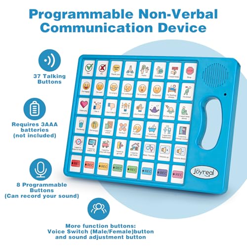 Joyreal AAC Device for Autism, Non Verbal Communication Tools for Speech Therapy & Stroke Rehab. Speech Communication Tablet, Autism Talking Aids with 8 Programmable Buttons & Adjustable Volume - Image 3