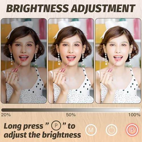 Image of FENNIO Vanity Mirror with Lights 17''x13'' Makeup Mirror with Lights,Vanity Mirror Touch Screen with 3-Color Lighting,Dimmable,for Vanity Desk Tabletop White