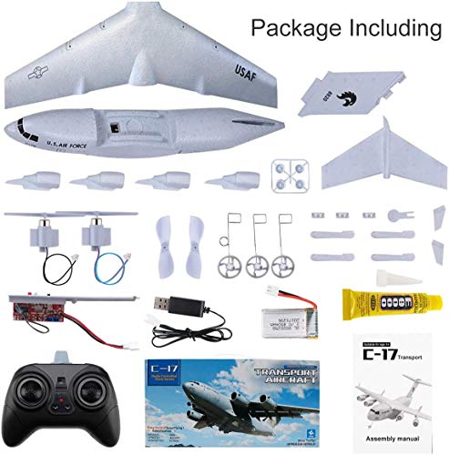 C-17 RC Airplane EPP DIY Remote Controlled Plane 2 Channels 2.4Ghz 3-Axis Gyro Airplane Controller Beginner Toy - Thumbnail 3
