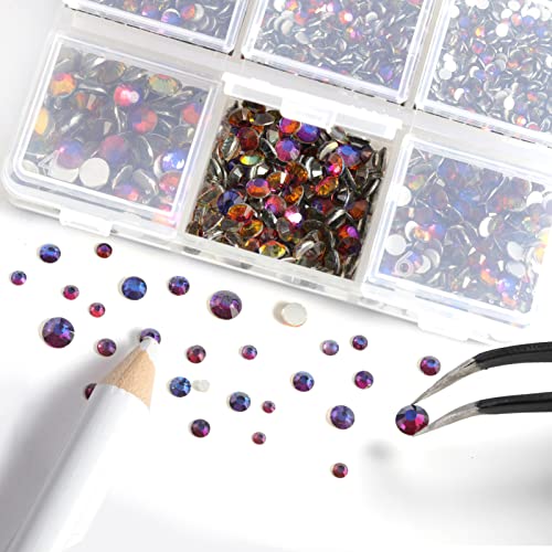 Beadsland 4300pcs Flatback Nail Rhinestones,Blue Rhinestones Round Crystal Gems for Crafts,Mixed 6 Sizes with Picking Tweezers and Wax Pencil Kit - Image 2