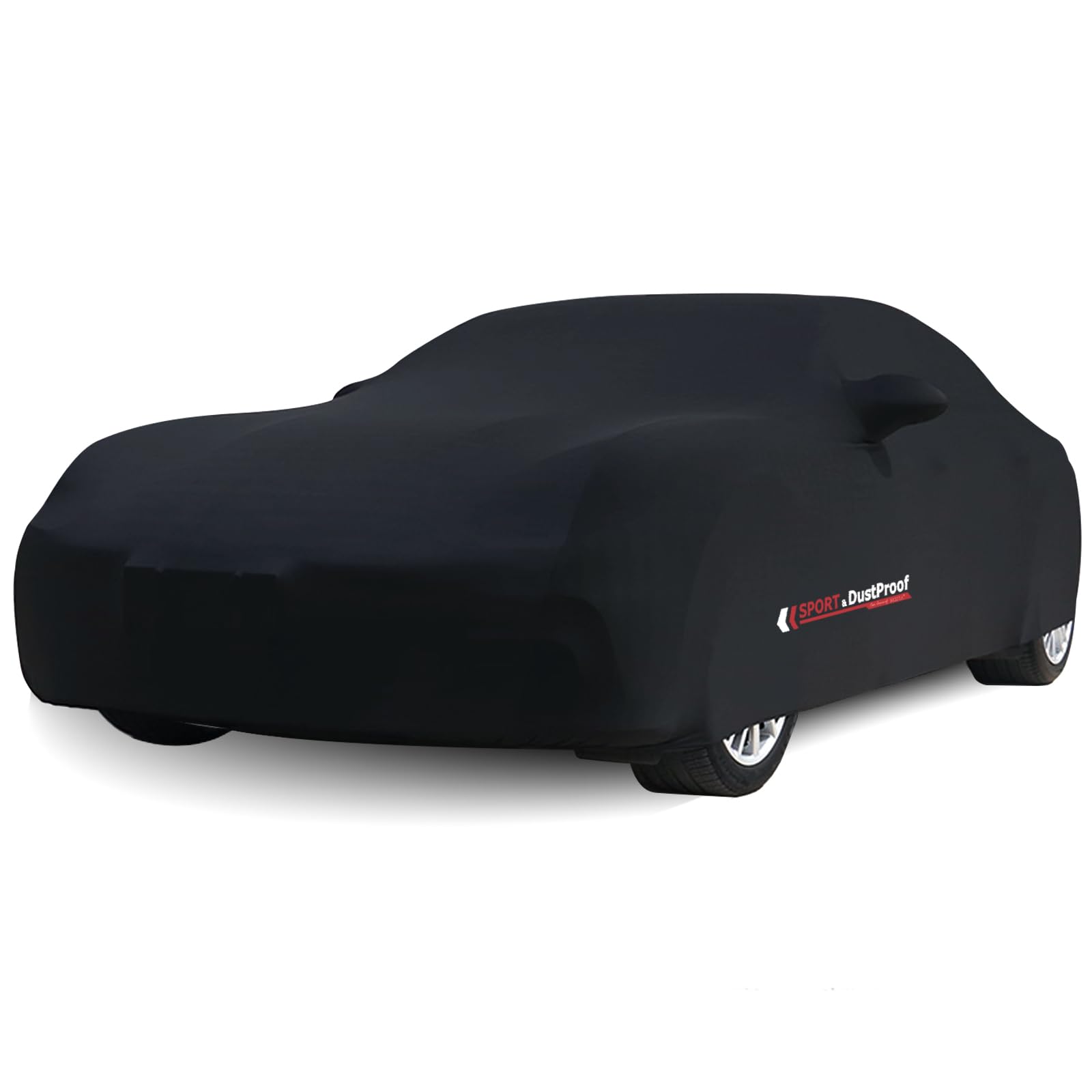 Bâche Voiture Intérieure Extensible, Protection de Luxe Contre la Saleté et la Poussière, Doublure Intérieure Douce, Respirante, Anti-poussière, Bache Voiture Noire pour SportCar-M