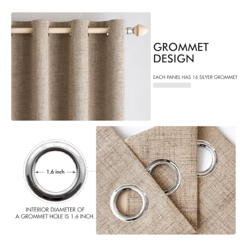 Image of MIULEE Extra Wide 100% Blackout Linen Curtains 100x84 Copper Brown | Room Darkening, Light Blocking, Thermal Insulated, Grommet Top, Linen Textured, Window Curtains for Sliding Door, 1 Panel