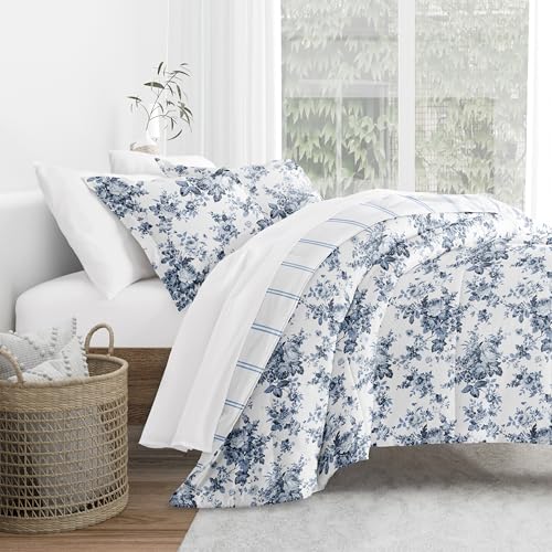 Merit Linens Comforter Set Cabbage Rose Stripe King