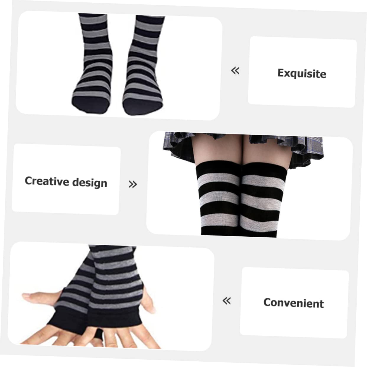 minkissy 1Set Comfortable Arm Warmers Stylish Striped Long Stockings for Winter for Keeping Warm with Fingerless Gloves Thigh High Design Great Winter Supplies