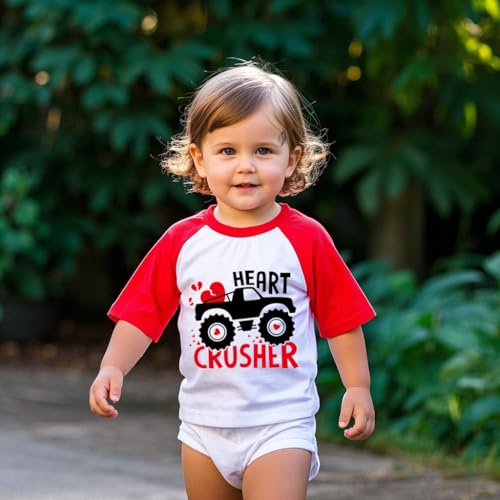 Kids Valentines Shirt Boys Girls Valentine's Love Heart Graphic Tees Raglan Toddler Short Sleeve T-Shirt Tops 2-7 Years3