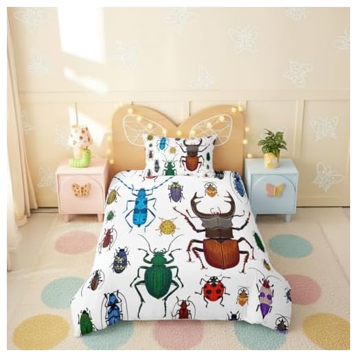 Arten Käfer Bettwäsche-Set Farben Insekten Bettwäsche Set 135x200cm Roter Marienkäfer Betten Set für Kinder Jungen Mädchen Teenager 2St.Reißverschluss Mikrofaser