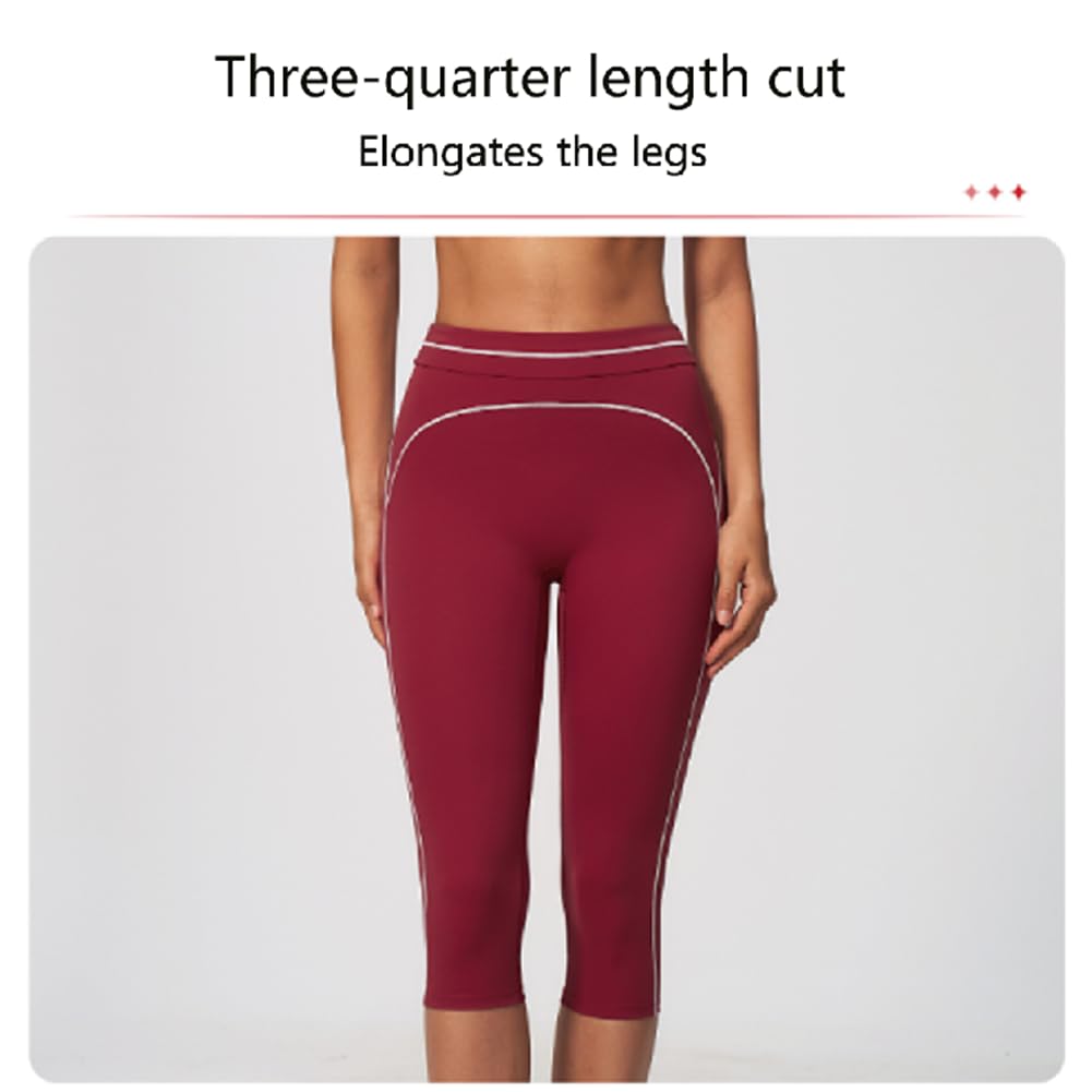Conjunto de yoga mujer sujetador deportivo y mallas cortas | Conjunto 2 piezas: sujetador deportivo escote V con ribetes en contraste y mallas yoga capri de talle alto, elástico