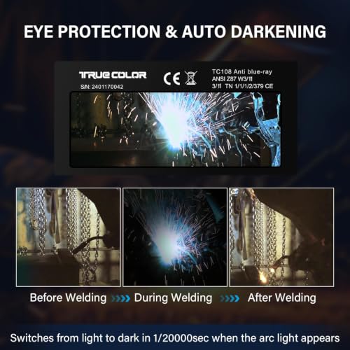 Image of 【HD Shade 11】 Gold Auto Darkening Welding Lens 2x4 1 /4, Solar Energy Welding Lens, True Color View, 2x4 1 /4 Welding Lens Replacement for Standard Welding Hoods and Welding Helmets