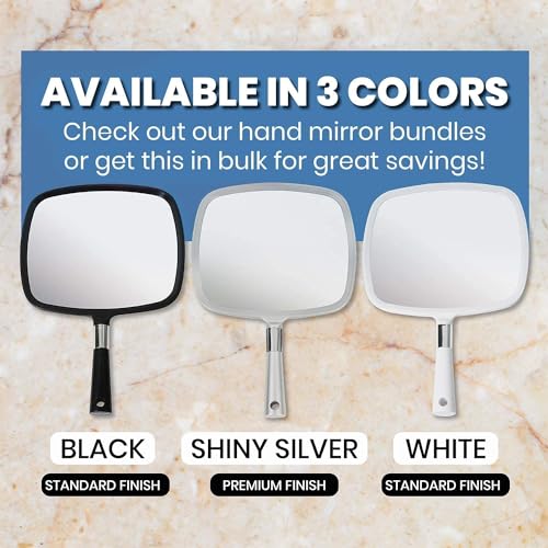 MIRRORVANA® Large Hand Held Mirror with Comfy Handle for Women and Men - Personal Barber Haircut Mirror to See Back of Head - Espejo de Mano - 9" x 13" (White) - Thumbnail 6