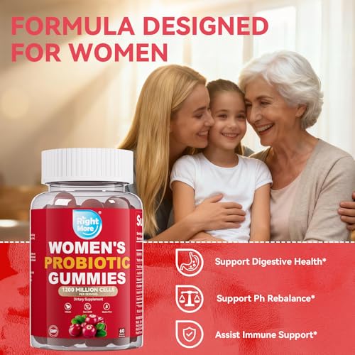 Image of Probiotic for Women Gummies,Feminine Balance Gummies, -1200 Billion Compound, Digestive & Immune Support, Supports Vaginal Health Prebiotics, Natural Cranberry Flavor, Vegan, 60 Gummies