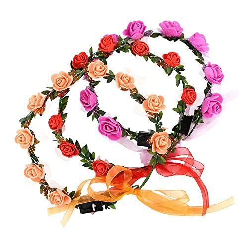 Vintage Led Flower Crown, Glow Flower Wreath Headbands Luminous Led Bridal Headpiece Wedding Headdress Hair Hoop Party Favors(White) #TOP1