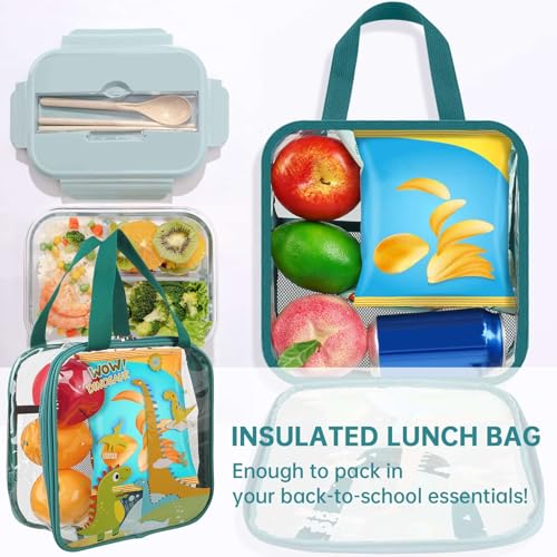 Clear Backpack for Boys Girls - 3 Pcs Dinosaur Transparent Backpack Heavy Duty with Lunch Bag Pen Case - PVC Clear Bookbag for Kids Kindergarten Elementary School Travel Stadium Events4