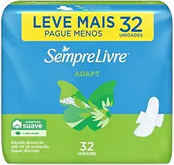 Sempre Livre Absorvente Externo Adapt, Suave, com Abas, 32 unidades