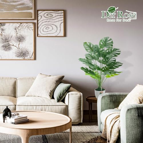 Der Rose 28" Fake Plants Large Artificial Monstera Faux Potted Plants Indoor Tall Tree for Living Room Decor - Image 6