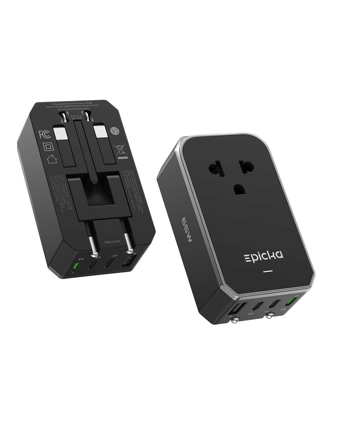 Epicka Travel Adapter Worldwide Air 65W, black