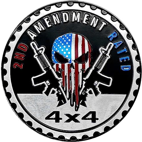 Image of 1Pc Black Exterior Accessories, 2ND Amendment Badge Rated Car Emblem,4 x 4 Metal Automotive Badge 3D Metal Car Badges Emblems Round Emblem Decals, Car Badge Decals Stickers,Trucks SUV Badge,Automotive