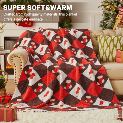 Image of CYMULA Christmas Knit Throw Blanket - Super Soft Cozy Fuzzy Blankets for Couch, Sofa & Bed, Holiday Throw Blanket,50 inchx60 inch