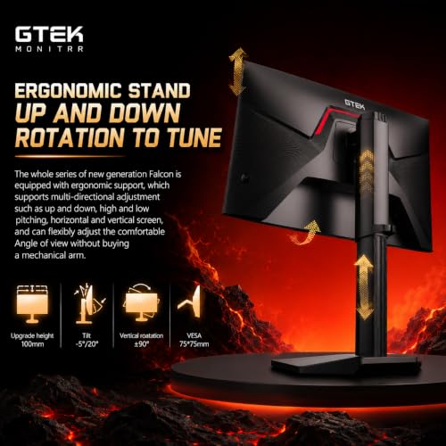 Image of GTek 27 Inch 320Hz /300Hz Gaming Monitor, 2K QHD 2560x1440 Fast IPS, 1ms MPRT, FreeSync, HDR400, HDMI 2.1 /DP 1.4, Height Adjustable Monitor for PC, PS5 & Xbox
