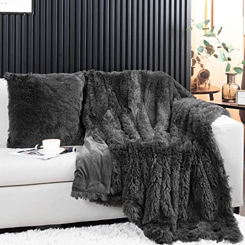 YUSOKI Twin Size Faux Fur Throw Blanket(Morel,60" x 80"),Whithout Pillows,Winter Lightweight Plush Fuzzy Soft Cozy Microfiber Comfy Bed Blanket for Women Kids Girls Couch Sofa Washable