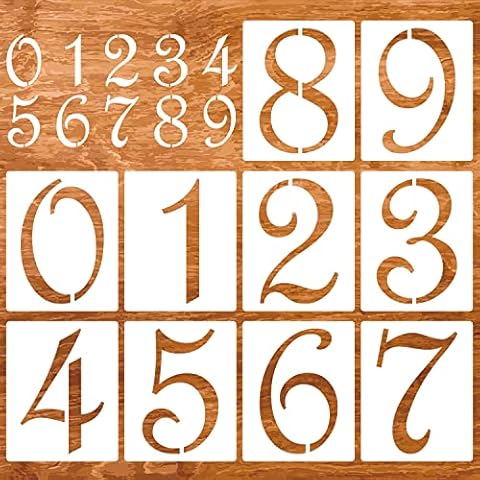 5inch Number Stencils 0-9 House Address Number Stencil Durable&Flexible Drawing Stencils for Painting on Wood Wall Glass Rock Cake Cover