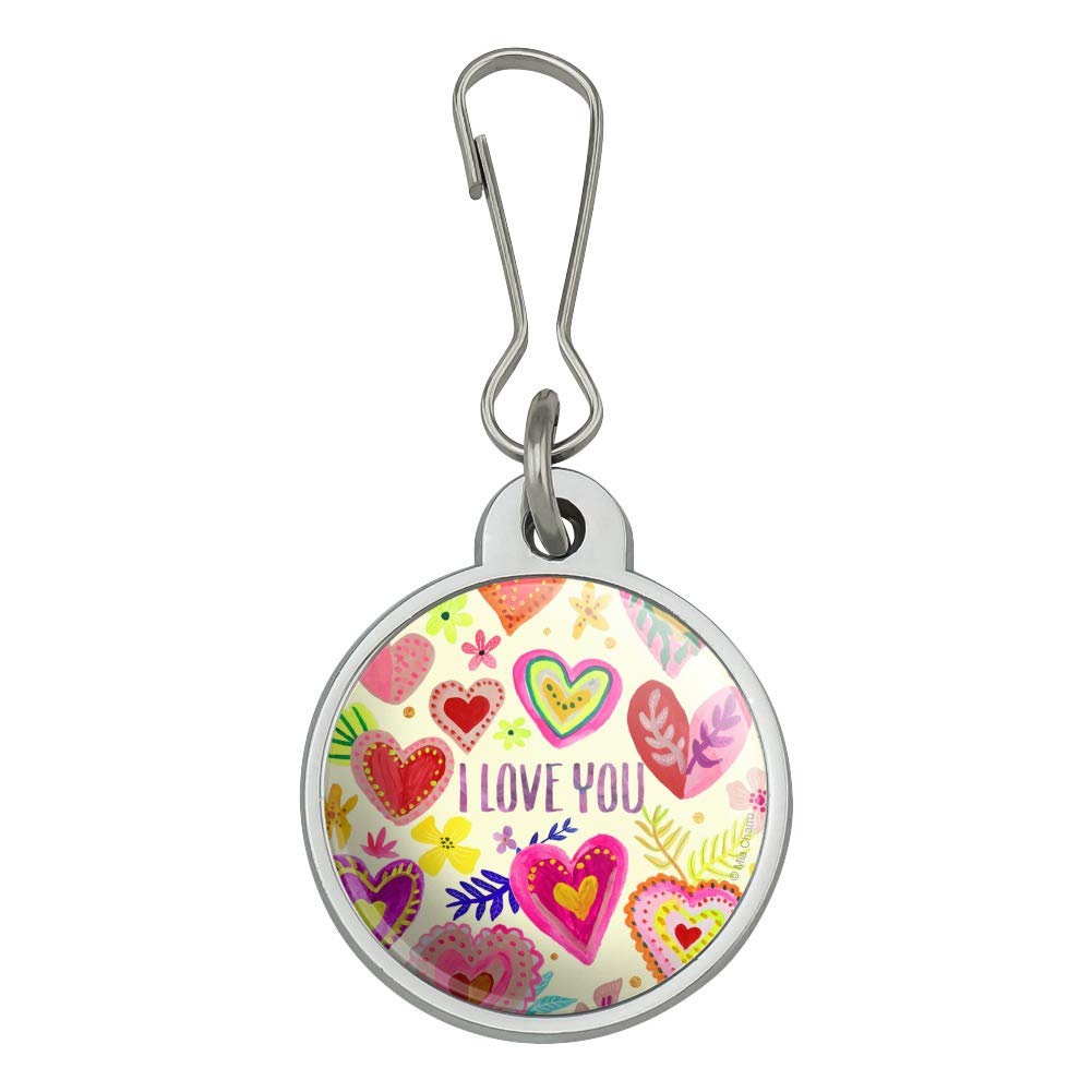 GRAPHICS & MORE I Love You Valentine's Day Hearts Jacket Handbag Purse Luggage Backpack Zipper Pull Charm