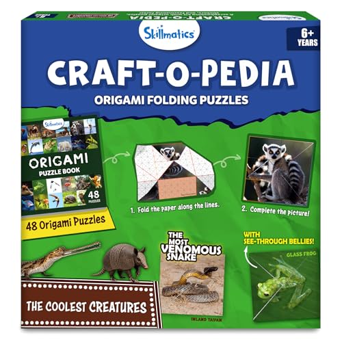 Skillmatics Origami Puzzle Book – 48 Folding Puzzles for Kids, Fun STEM Toy & Brain Teasers, Educational & Travel Gifts for Ages 6, 7, 8, 9, 10 and Up