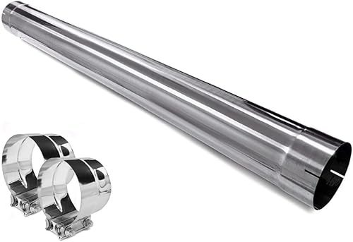 Northeastern Exhaust | Tubo de escape recto de acero inoxidable pulido universal (5 pulgadas DI/DE x 51 pulgadas de largo) | Silenciador de tubo