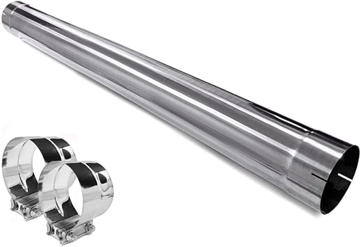 Northeastern Exhaust | Polished Stainless Steel Straight Exhaust Pipe Universal 5 Inch ID/OD x 51 Inch Long | Straight Pipe Muffler with 5 Inch Band Clamps | Automotive Replacement Part