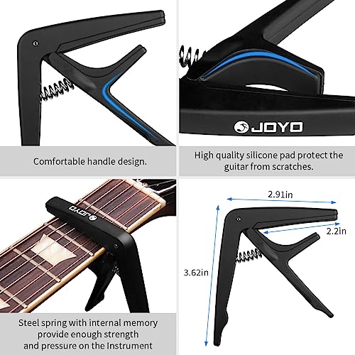 Image of JOYO Guitar Tuner Clip Guitar Capo with 6Pcs Picks Guitar Accessories Digital Electronic Tuner for Electric Guitar, Bass, Acoustic, Ukulele, Violin