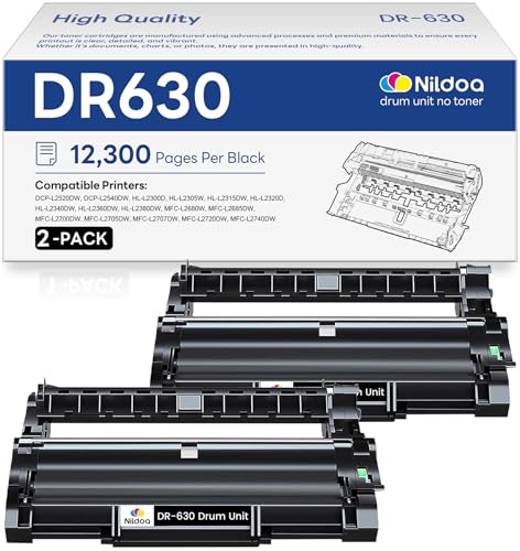 Image of DR630 DR-630 Drum Unit 2 Pack Replacement for Brother DR630 DR-630 DR 630 DCP-L2520DW HL-L2300D HL-L2305W Printer [Not Toner]