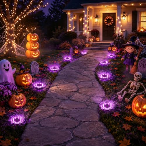 SOLPEX Halloween Solar Lights Outdoor, Halloween Decorations 10 Pack Purple - image 1