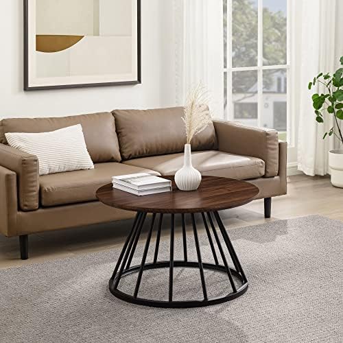 Amazon.com: Walker Edison Vivv Modern Round Metal-Base Coffee Table, 30 ...