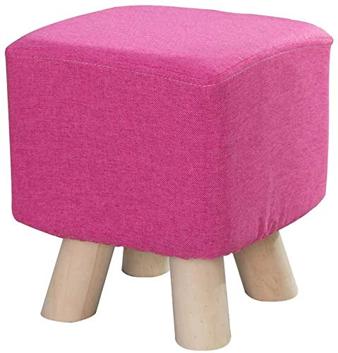 Dawafit Stool Fabric Foot Stool,Cotton and Linen Fabric,Non-Slip Wear Pad,Eleven Colors to Choose From,Solid Wood Stool/Rose Andd