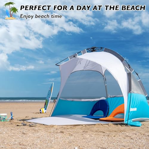 Image of Beach Tent Pop Up Shade, Instant Beach Tents Sun Shelter with UPF 50+ UV Protection, Lightweight & Easy Setup Tent
