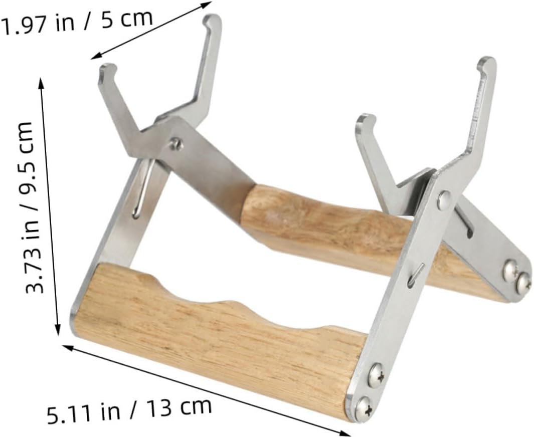 Mikikit 4pcs Stainless Steel Beehive Frame Gripper and Lifter Tool with Wood Handle for Beekeeping Harvesting and Hive Inspection