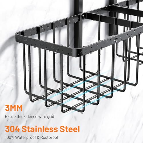 Luxspire Shower Caddy Hanging Overhead, Shower Organizer Hanging, Black by Luxspire - Used condition - Image 6