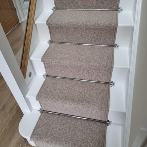 Varillas para alfombras de escalera de cromo pulido (juego de 13 unidades, remates redondos) 3