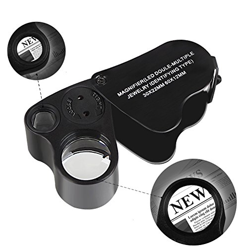 Jarlink OP19537 2 Pack 30X 60X Illuminated Jewelers Eye Loupe Magnifier, Foldable Jewelry Magnifiers thumb #3