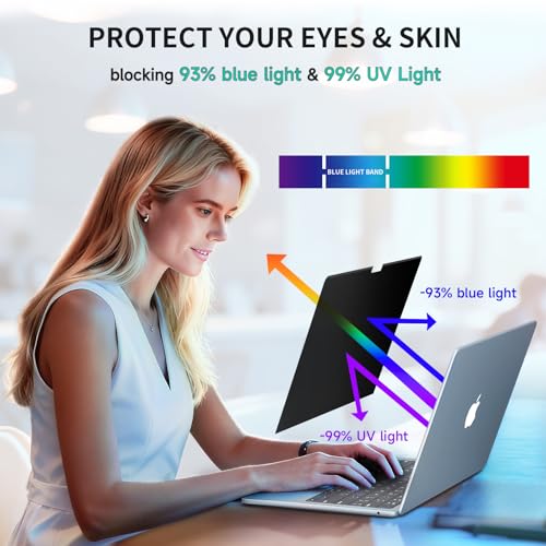 Image of Magnetic Privacy Screen for MacBook Air /Pro 13 Inch (2016-2022, M1, M2),Removable Anti Glare Blue Light Filter for Mac 13.3In Laptop Privacy Filter Shield Protector