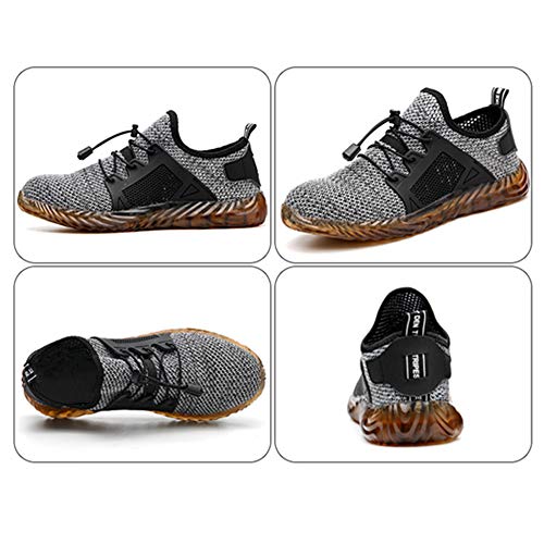 SYLPHID Steel Toe Shoes Work Safety Shoes for Men and Women Lightweight Breathable Industrial & Construction Sneakers Puncture Proof Footwear Grey - Thumbnail 4