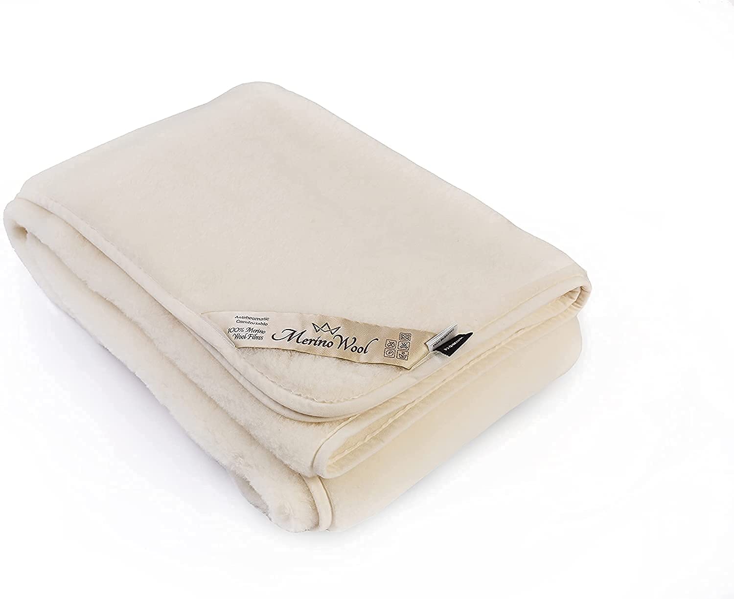 Wolldecke Schurwolldecke 100% Merino Gewichtsdecke BEIGE 160 x 200