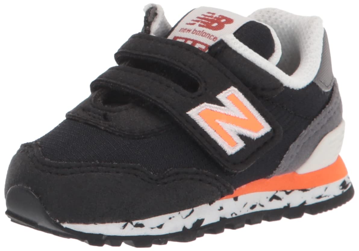New Balance Kid's 515 V1 Hook and Loop Sneaker, Black/Vibrant Orange, 4 M US Infant (0-12 Months)